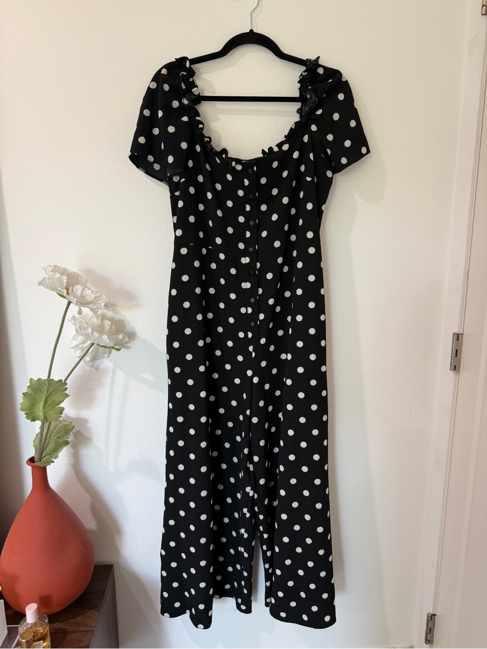 ASOS Black Jumpsuit with White Polka Dots